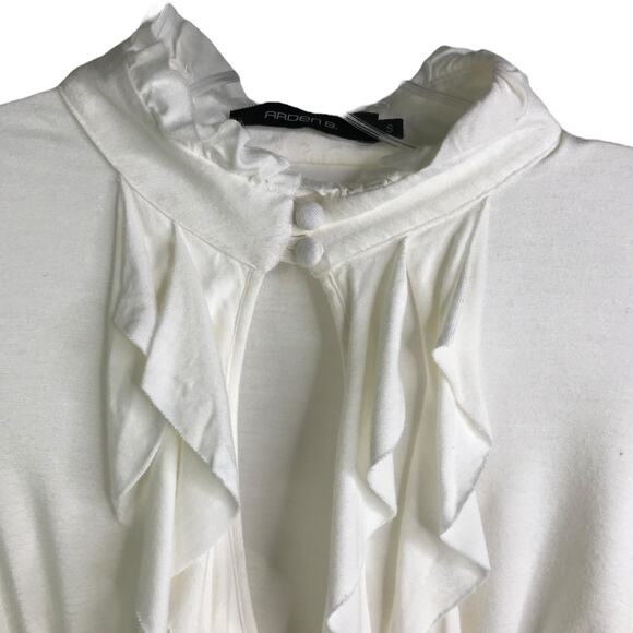 Arden B Blouse Women S Boho Festival Y2K White Cut Out Ruffle V Neck Long Sleeve - Picture 3 of 9
